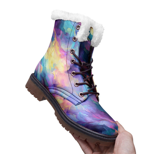 Abstract Ice Unisex Lace Up Winter Boots